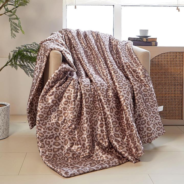 Luowei Leoparden Satin Decke 150x200 cm Rosa Kühlende Komfort Sommer Blanket 150x200 cm Verhindert d