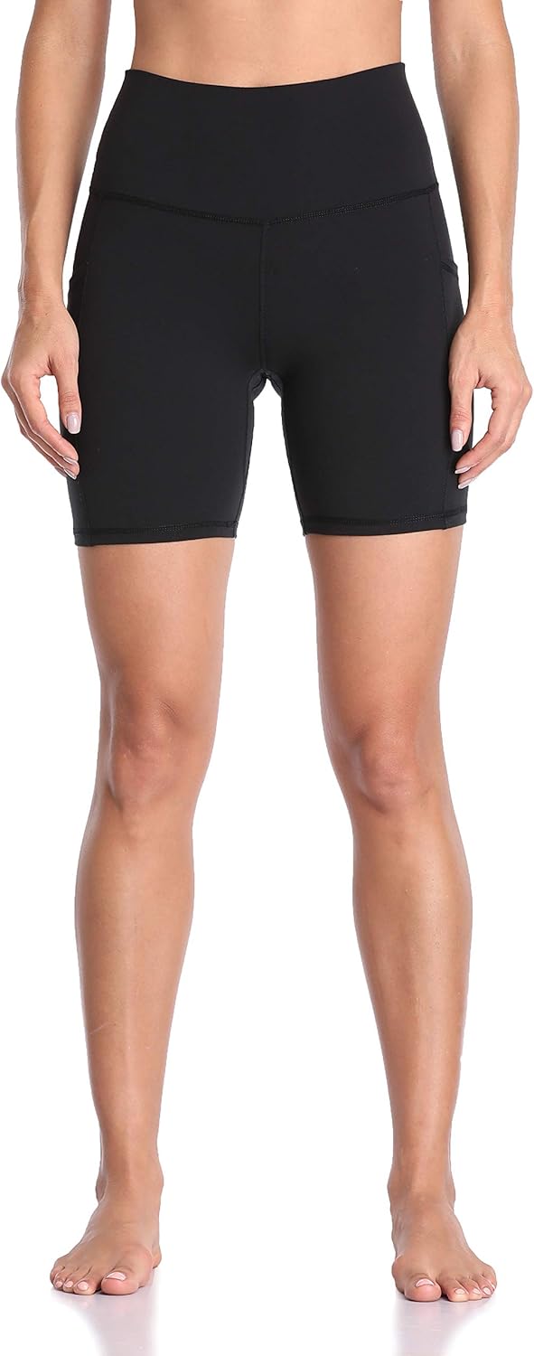 Colorfulkoala Women's High Waisted Biker Shorts mit Taschen 6" Inseam Workout & Yoga Tights S Schwar