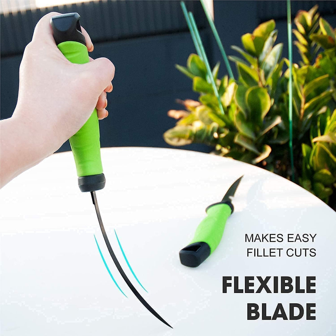 ANTOWIN 20,3 cm Fishing Edelstahl Filetiermesser Set mit Messer-Schärfer, Ergonomischer ABS Griff, B