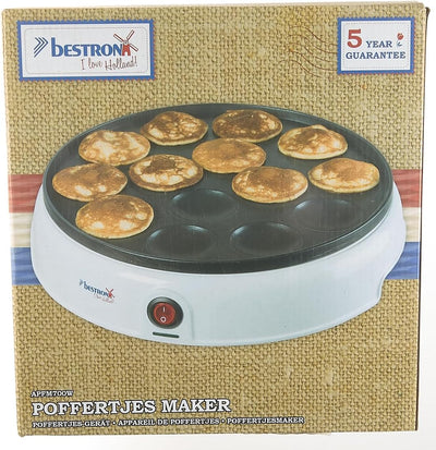 Bestron Poffertjes Maker im Retro Design, Mini Pfannkuchen Automat, mit Antihaftbeschichtung, Sweet