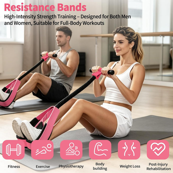 Expander mit Griffen,Bodybuilding Expander,Bauchtraining | Unterarmtrainer, rutschfeste Fusspolster,