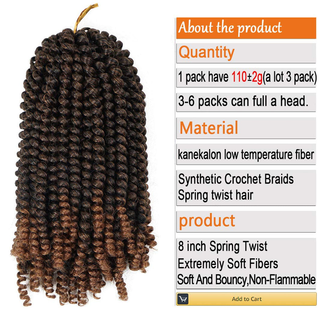 Beyond Beauty 3 Pack Spring Twist Ombre Farben Häkelzöpfe Synthetisches Geflecht Haarverlängerungen