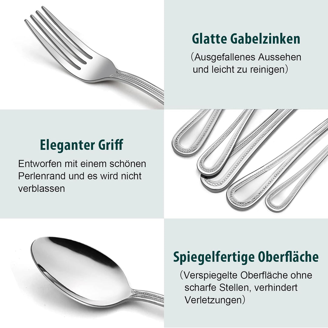 Homikit Besteck Set, 30 teilig Besteckset Essbesteck für 6 Personen, Edelstahl poliert Besteck mit M