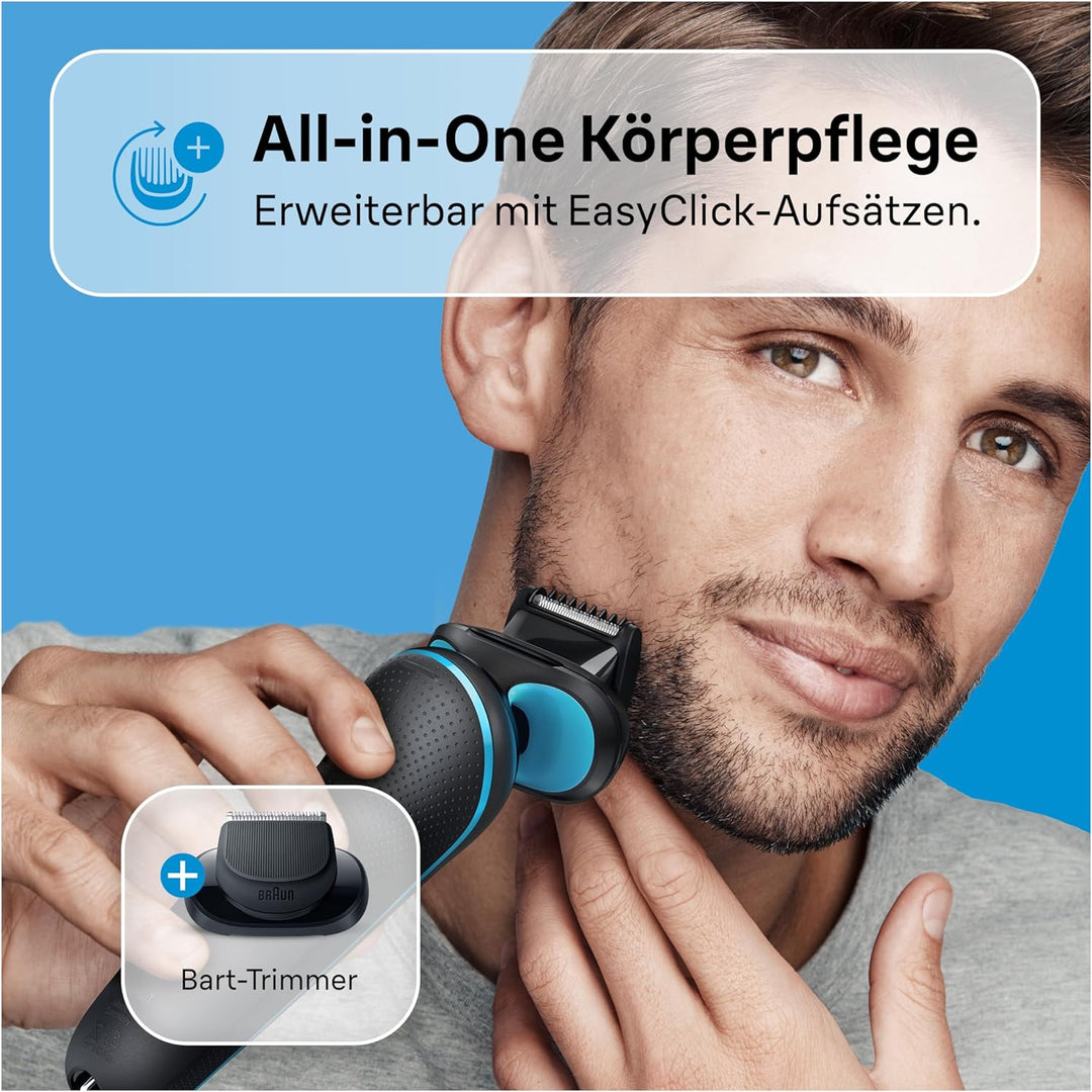 Braun Series 5 Elektrorasierer mit EasyClick Barttrimmer Aufsatz, Rasierer Herren Elektrisch Ladesta