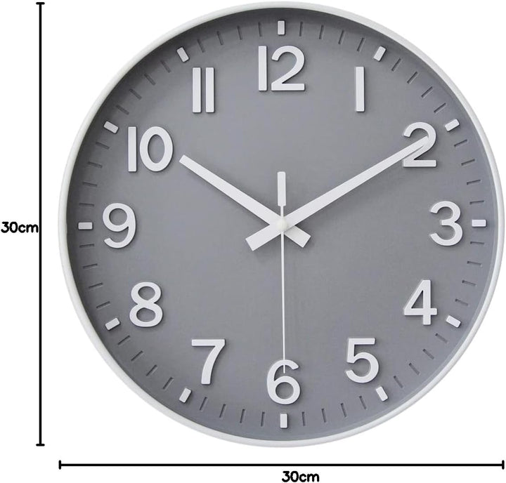 HZDHCLH Funkuhr 30 cm Grosses Ziffernblatt Wanduhr Geräuschlos,Geeignet für Schule, Zuhause, Wanddek