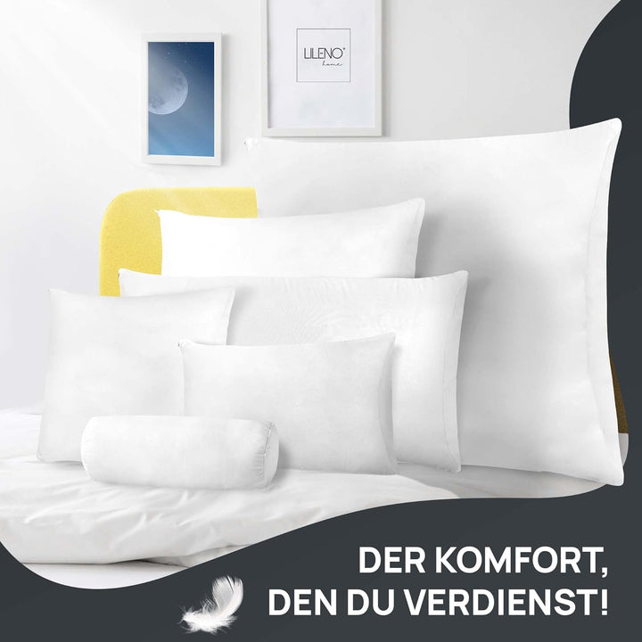 LILENO HOME Federkissen 40x80 cm [1er Set] - Kissen 40 x 80 cm aus Federn als Kopfkissen, Schlafkiss