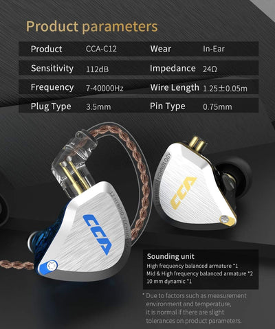 CCA C12 5BA 1DD Stereo Bass Kopfhörer In Ear Kopfhörer mit Kabel Noise Cancelling Sport Earbuds Head