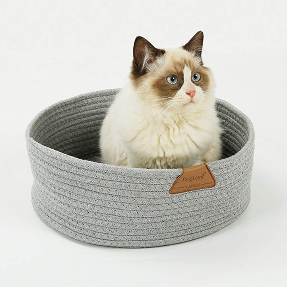 Haustier Katzenbett Haustierbett Katzenbettchen Katzenkörbchen Katzennest Katzenkorb Grau Rund 40cm
