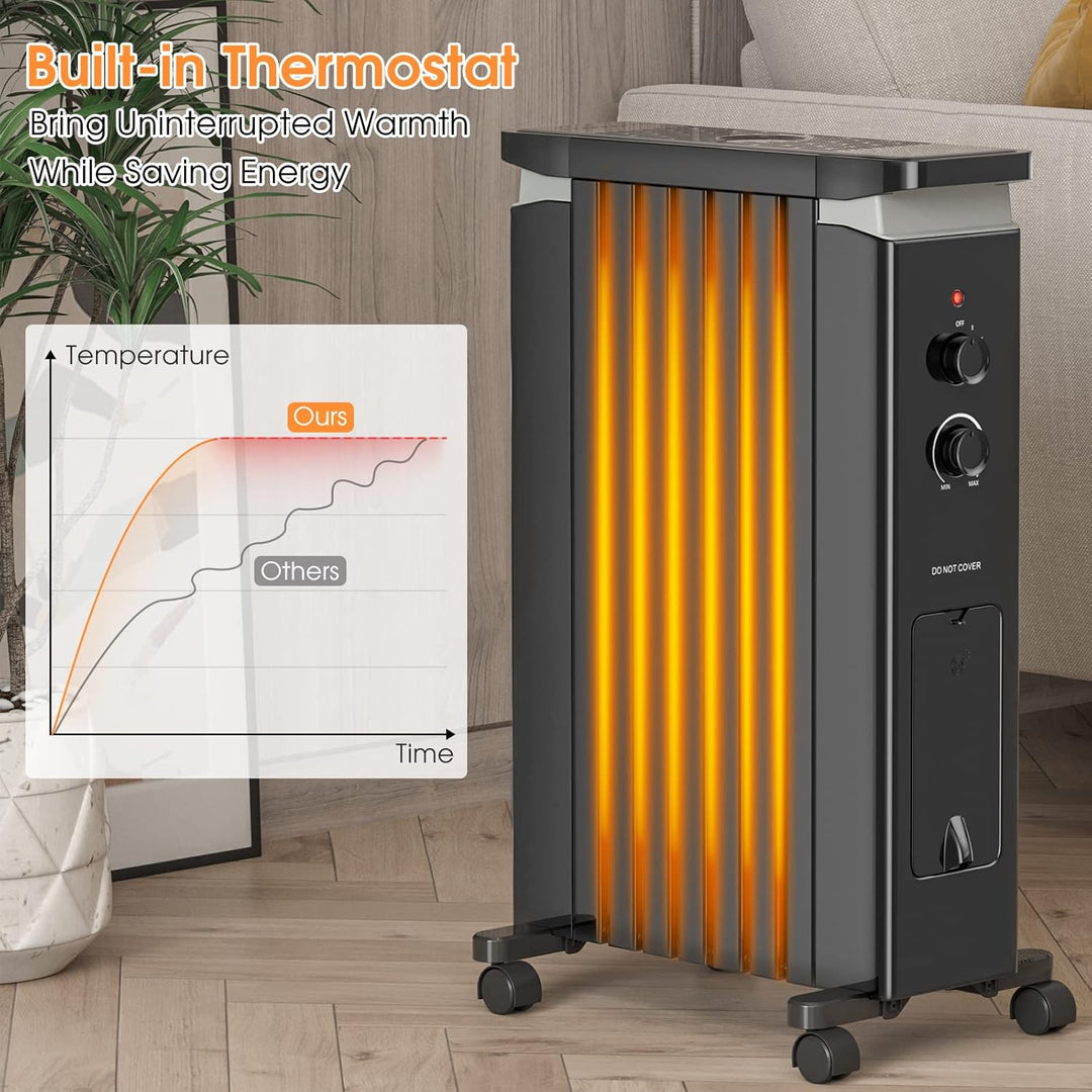 RELAX4LIFE Ölradiator 1500W, Elektrische Heizung mit 7 Rippen&3 Heizstufen&Handtuchhalter, Elektrohe