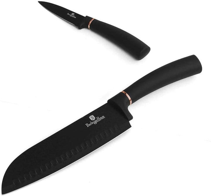 Berlinger Haus Messerset mit magnetischem Halter, 6-teilig, Black Rose Collection, Edelstahl