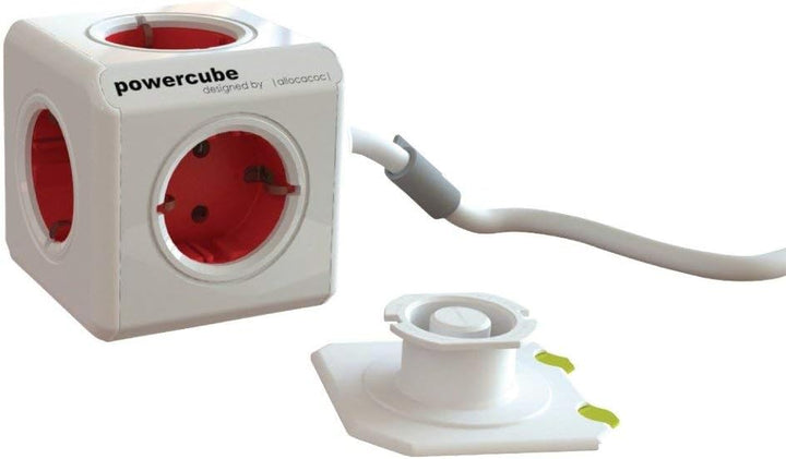 Allocacoc PowerCube Verlängerungskabel (3m, 5X Verteiler DE) 1307/DEEXPC Weiss,rot