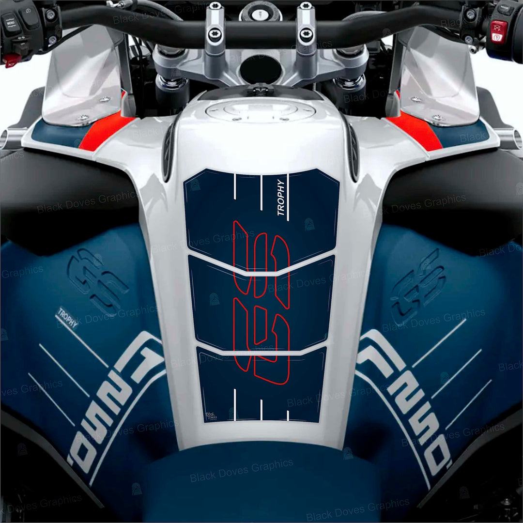 BLACK DOVES GRAPHICS Tankpad 3D kompatibel mit Motorrad R 1250 GS Adventure Trophy ab 2022 bis 2023