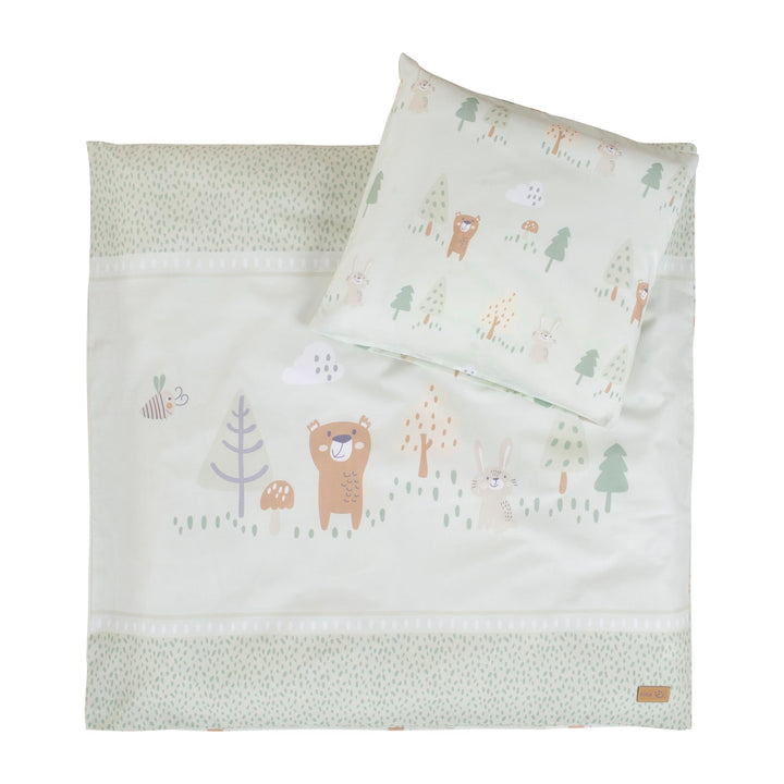 roba Wiegenbettwäsche Woodland Buddies aus Baumwolle - Bezug für Bettdecke 80 x 80 cm + Kopfkissen 3