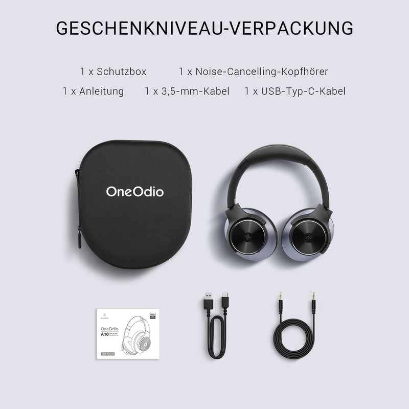 OneOdio A10 Bluetooth Kopfhörer Over Ear mit Hybrid Active Noise Cancelling [Bis zu 62 Std] Kabellos