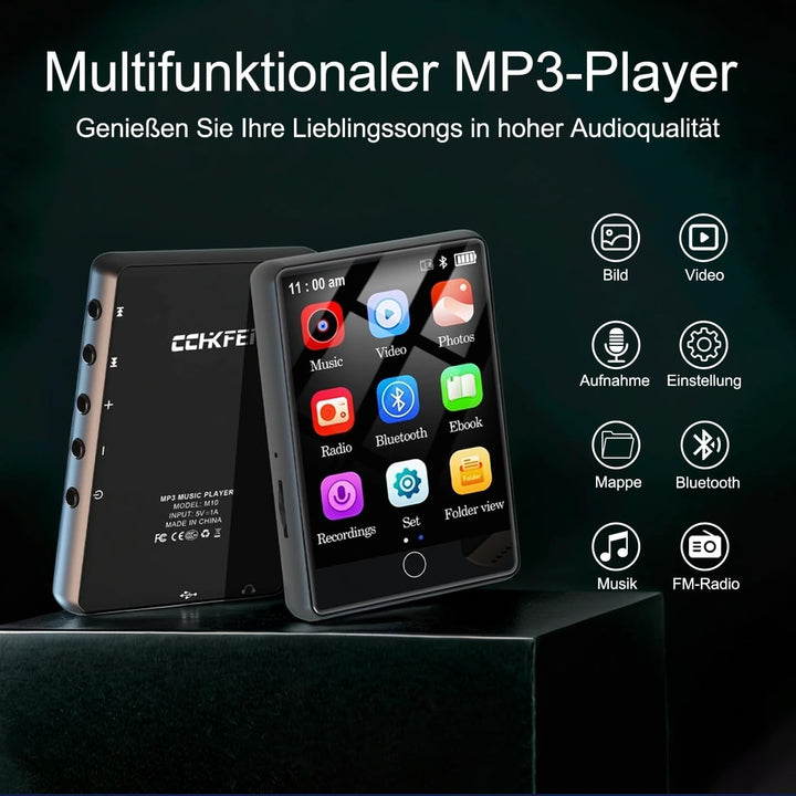 64GB MP3-Player Bluetooth 5.1, 2,8-Zoll-Touchscreen-Musikplayer, Tragbarer MP3 Player mit HD-Lautspr