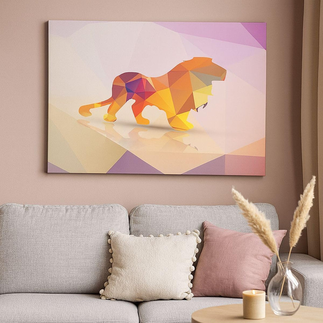 Bilder auf Leinwand 100x70cm Leinwandbild Löwe Illustration modern Gross Wanddeko Bild Schlafzimmer