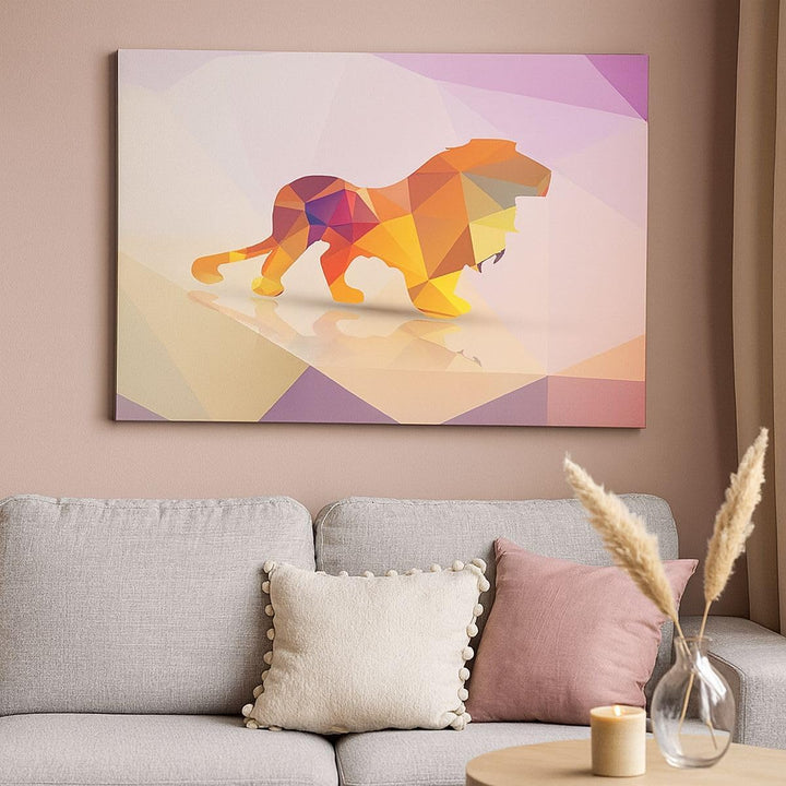 Bilder auf Leinwand 100x70cm Leinwandbild Löwe Illustration modern Gross Wanddeko Bild Schlafzimmer