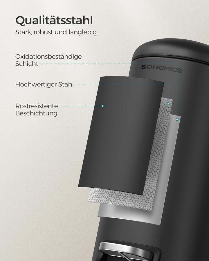 SONGMICS Kosmetikeimer, 10 Liter, Mülleimer Bad, mit Deckel, Tretmülleimer, Abfalleimer klein, schma