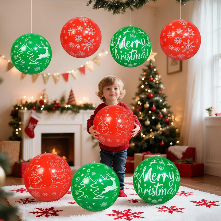 8 Stück 40 cm Weihnachts aufblasbare Bälle Aufblasbare Weihnachtskugel Ornamente im Freien für Weihn