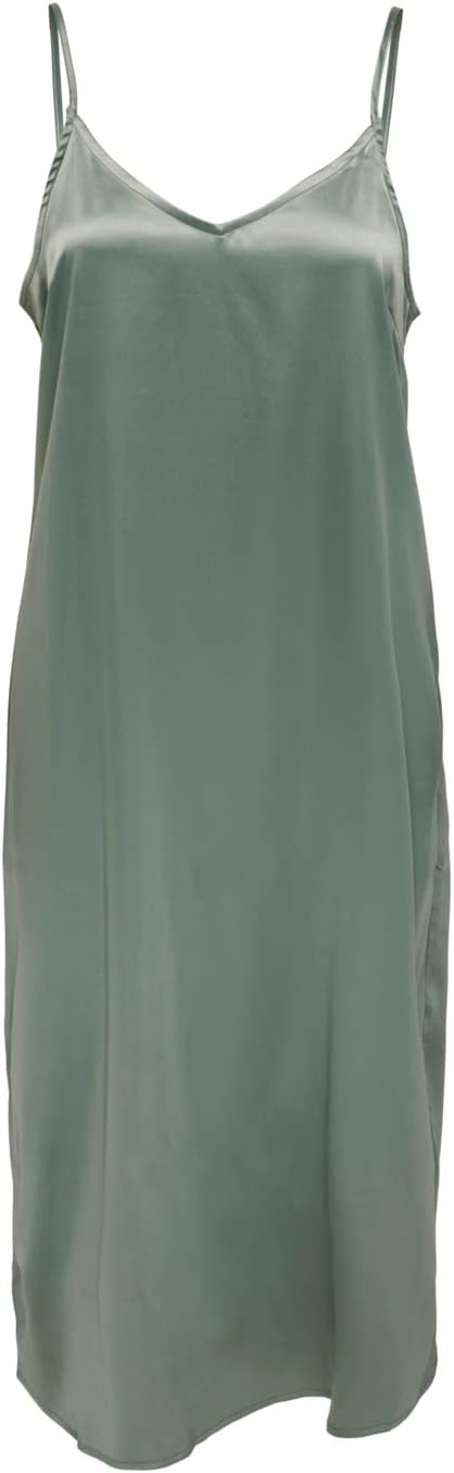 PIECES Damen Onlvictoria Satin Strap Mid Dress Noos W M Lily Pad, M Lily Pad