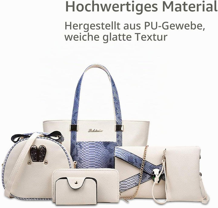 NICOLE&amp;DORIS Handtaschen Damen 6 Stück Geldbörse für Damen Top-Griffe Umhängetaschen Brieftaschen Cr