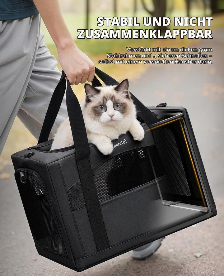 pecute Katzentasche Transporttasche Stabiler Halt Haustier Tragetasche, Transportbox Katze Leicht, F