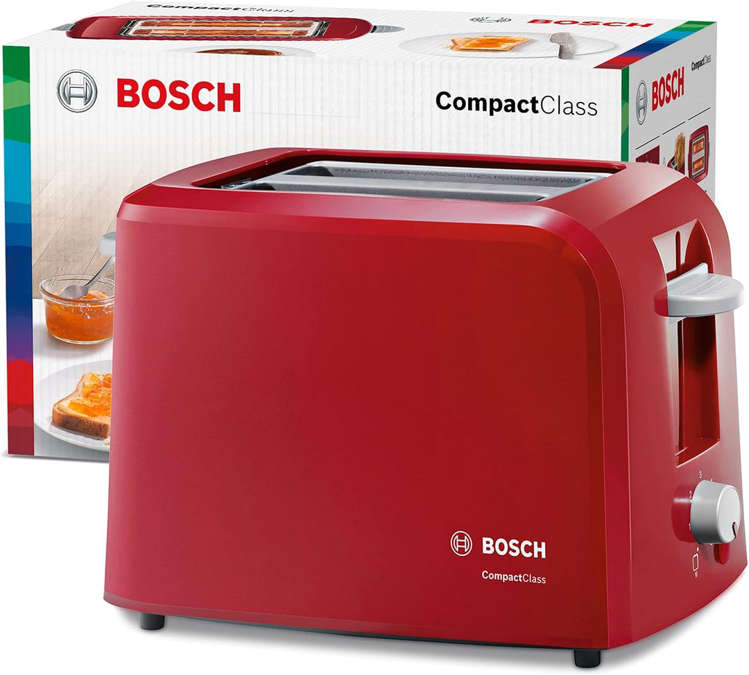 Bosch Kompakt Toaster CompactClass TAT3A014, integrierter Edelstahl-Brötchenaufsatz, mit Abschaltaut