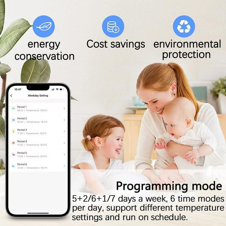 R7 Elektrischer Thermostat – WiFi Wireless LAN Innenthermostat, Programmierbarer Smart Thermostat mi