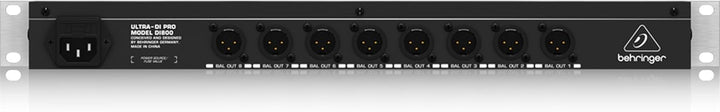 Behringer DI800 8-Kanal-DI-Box, professionell, Netz-/Phantomspeisung ULTRA-DI PRO DI800 V2 Single, U