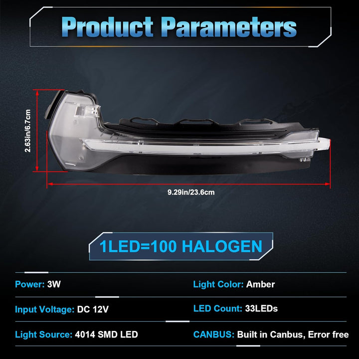 POPMOTORZ 2 Stück LED Spiegelblinker mit Canbus Fehlerfrei 4014 SMD für A-udi A3 8V S3 8V RS3 8V 201