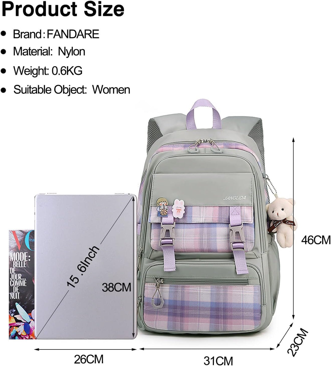 FANDARE Schulrucksack Schulrucksack Schultasche Herren Damen Rucksack Schulranzen für Outdoor Reise