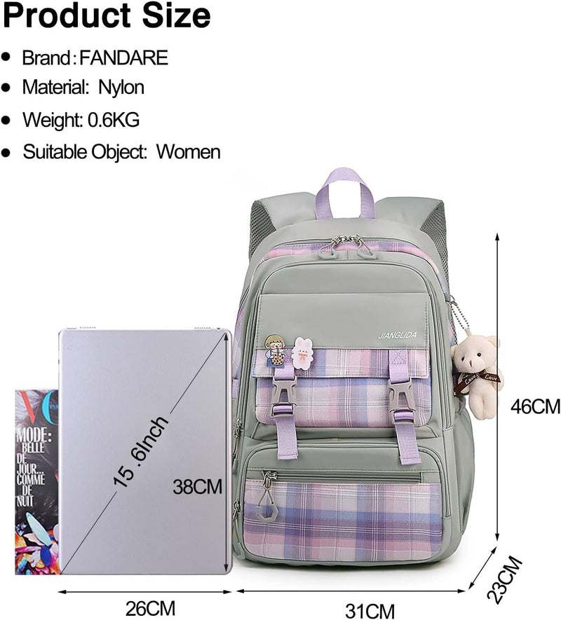 FANDARE Schulrucksack Schulrucksack Schultasche Herren Damen Rucksack Schulranzen für Outdoor Reise