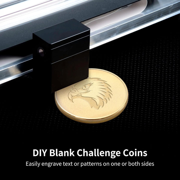 10 Stück Blank Challenge Coins, 40 mm goldene Blank-Metallmünzen mit Gewinderand und durchsichtiger