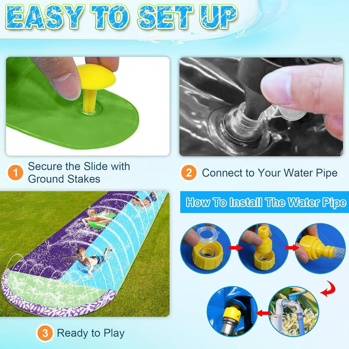 15.8 ft/480 cm Double Water Slide,Wasserrutsche Garten für Kinder,Rasenwasserrutschen with Sprinkler