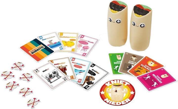 Asmodee Exploding Kittens, Throw Throw Burrito (Auflage 2022), Partyspiel, Kartenspiel, 2-6 Spieler,