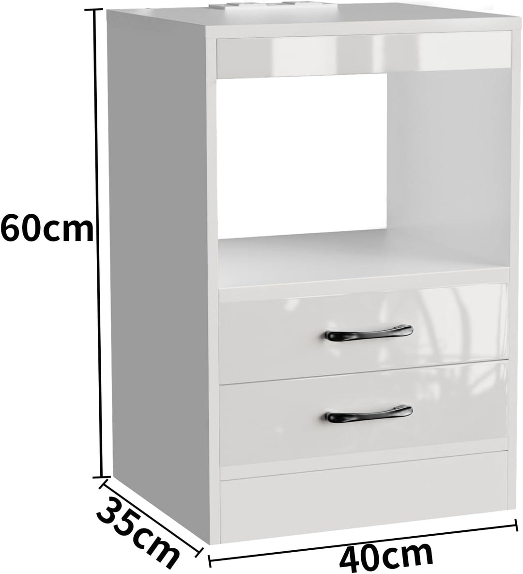 PIPIPOXER 2er Set Nachttisch mit Steckdose & USB, Nachttische mit 2 Schubladen Nachschrank für Wohnz