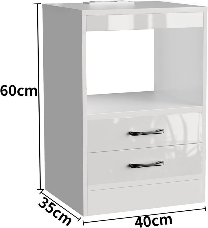 PIPIPOXER 2er Set Nachttisch mit Steckdose & USB, Nachttische mit 2 Schubladen Nachschrank für Wohnz