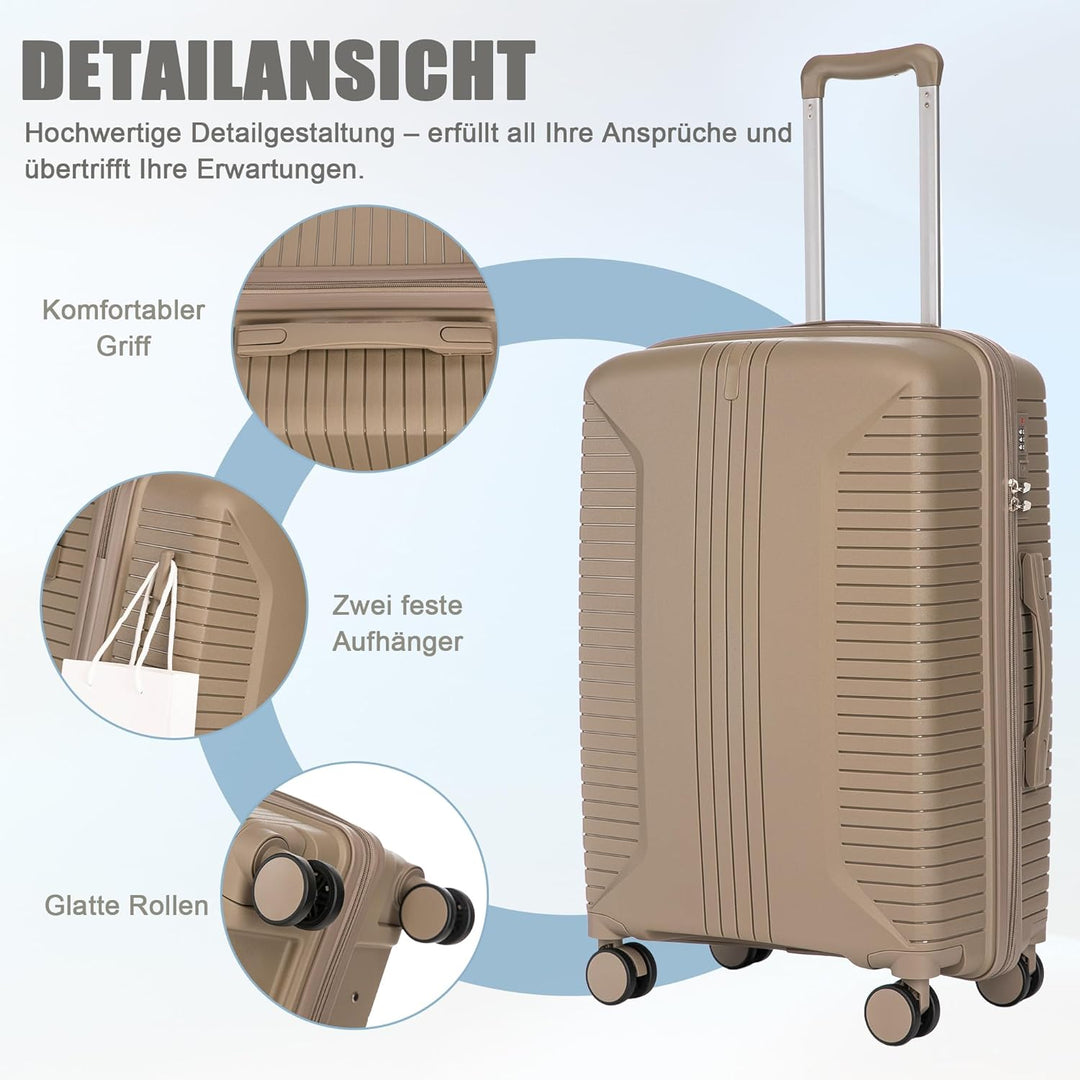 Hartschalen-Koffer Trolley Handgepäck Rollkoffer, Reisekoffer Set mit 4 Rollen, 3er Gepäckset, Champ