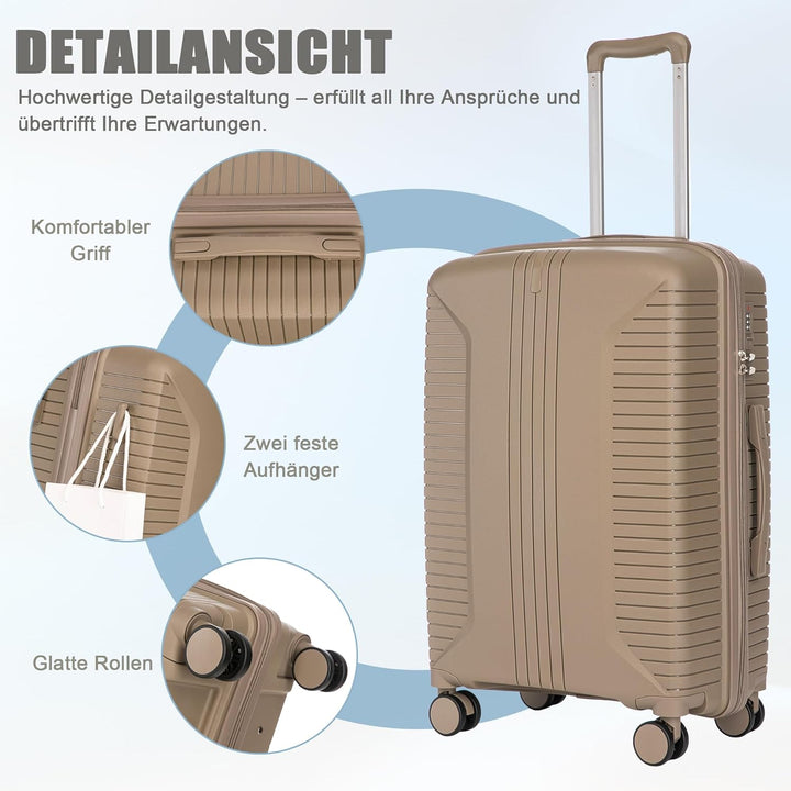 Hartschalen-Koffer Trolley Handgepäck Rollkoffer, Reisekoffer Set mit 4 Rollen, 3er Gepäckset, Champ