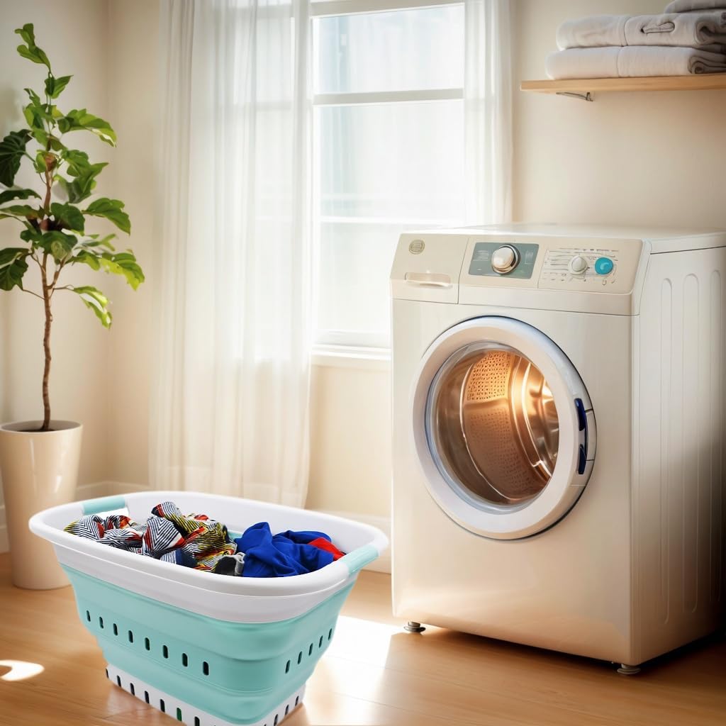 SAMMART 37L Collapsible Plastic Laundry Basket - Foldable Pop Up Storage Container/Organizer - Porta