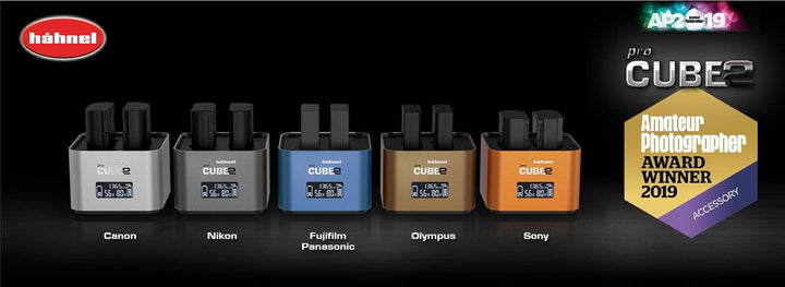 Hähnel – ProCube 2 – DSLR Duo Charger – für Olympus – EU/UK/USA – Ladegerät für BLN-1, BLS-5 & BLH-1