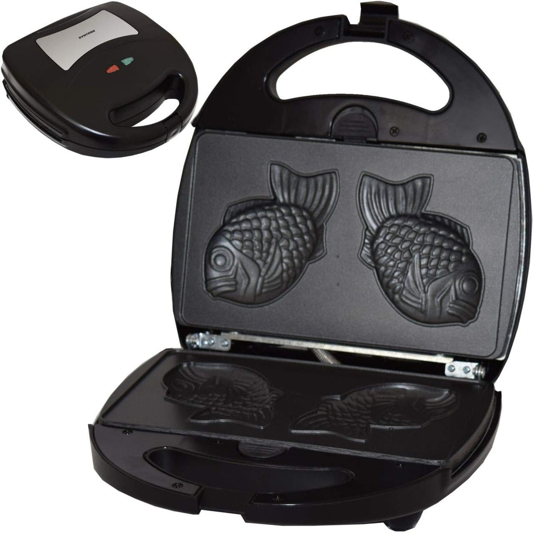 Syntrox Germany Taiyaki Maker japanisches Gebäck in Form eines Fisches Chefmaker SM-1300W Fish mit h