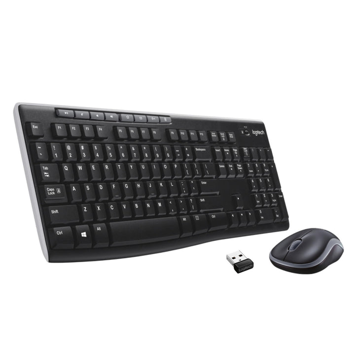 Logitech MK270 Kabelloses Set mit Tastatur und Maus für Windows, Spanisches QWERTY-Layout - Schwarz