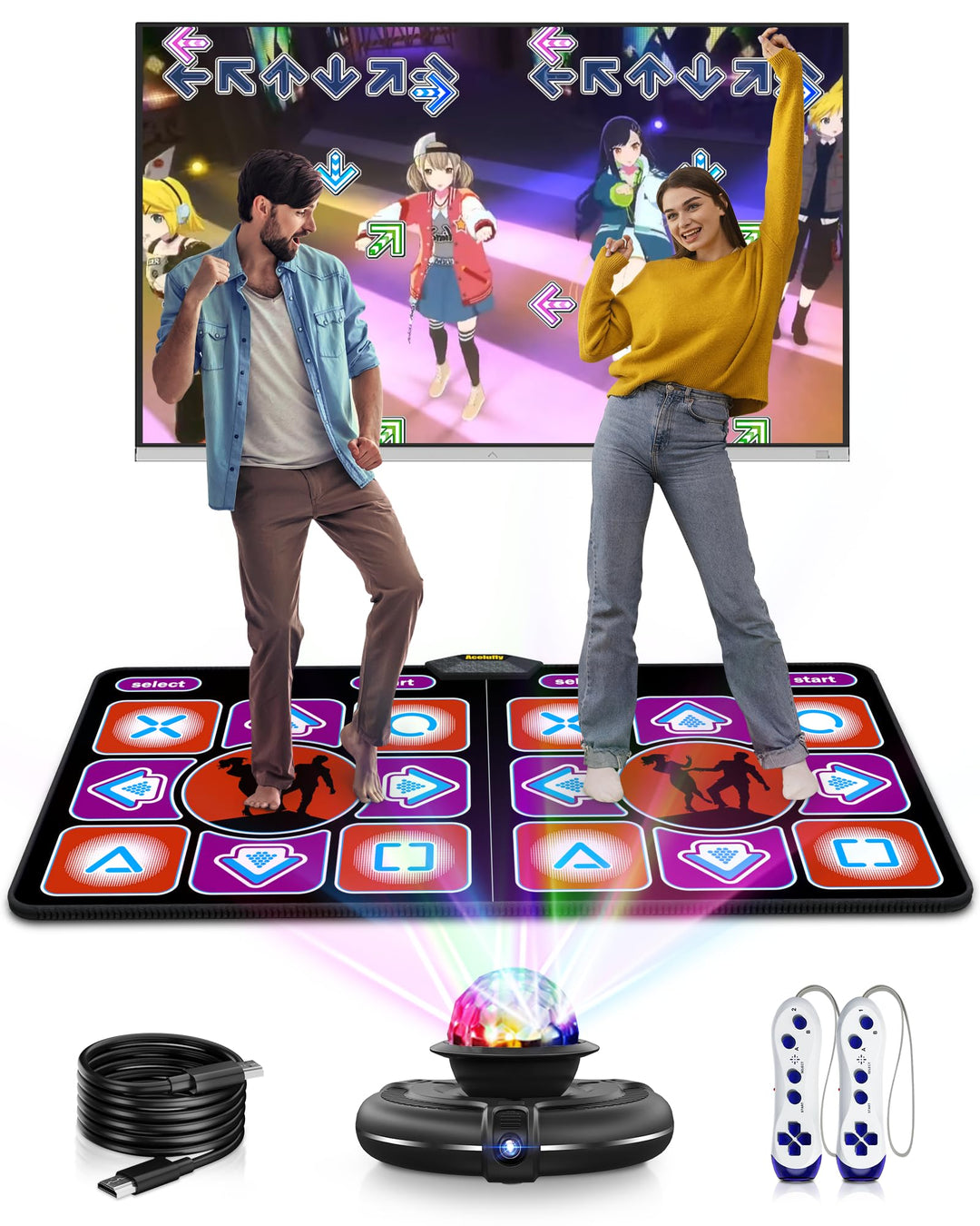 Doppel-Tanzmatte für TV mit Kamera & kabellosem Controller, rutschfeste Tanzmatte für Kinder Erwachs