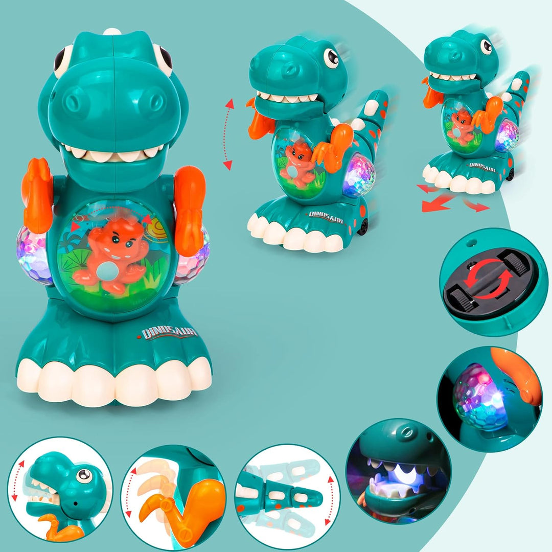 Spielzeug ab 1 Jahr, Musik Licht Krabbelnde Dinosaurier Baby Spielzeug ab 12 Monate Baby Sensorische