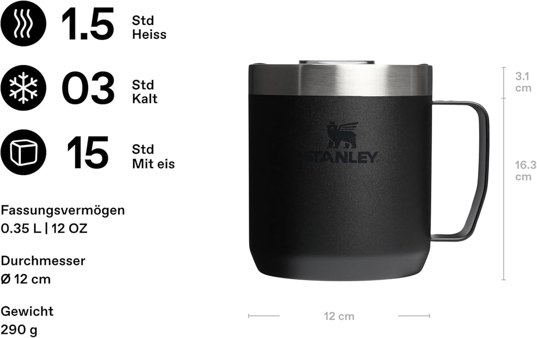 STANLEY Classic Legendary Camp Mug Thermobecher 354 ml - Hält 1.5 Stunden Heiss - 3 Stunden Kalt - B