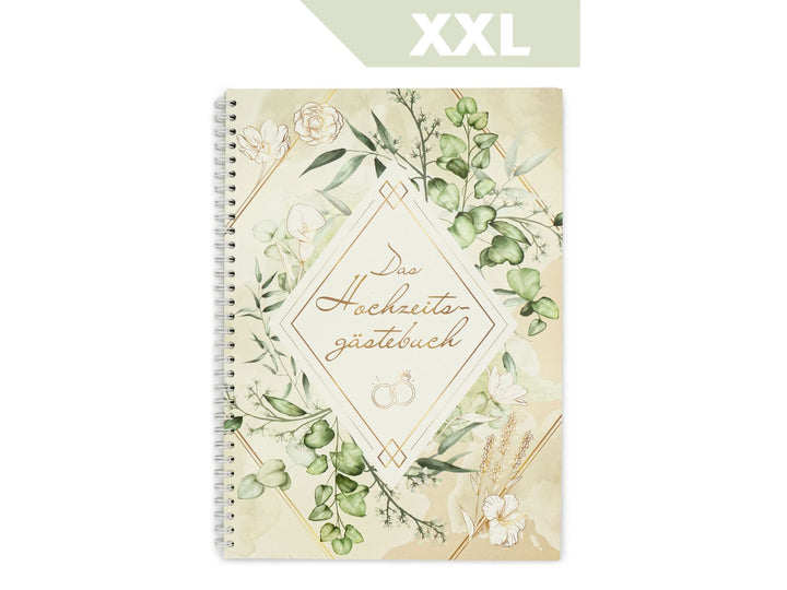 KOCHDIALOG XXL Gästebuch Hochzeit -Greenery– Gästebuch zur Hochzeit mit lustigen Fragen im Innenteil