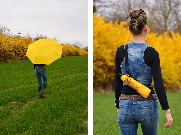 iX-brella Trekking XL Taschenschirm 115 cm gross mit Umhängetasche yellow, yellow