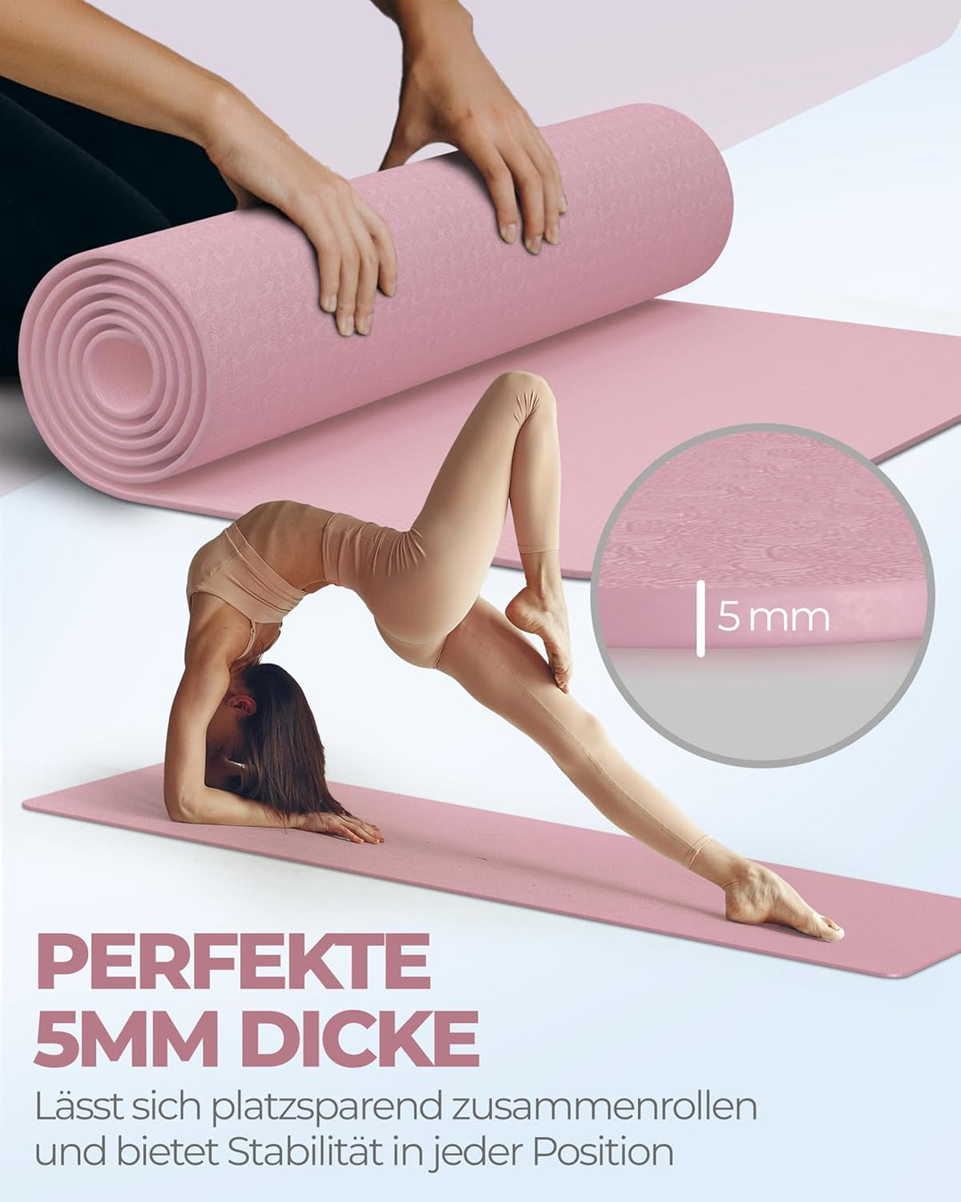 Yoga Matte Pro aus umweltfreundlichem TPE-Schaum, sehr rutschfeste, schadstofffreie, hypoallergene u