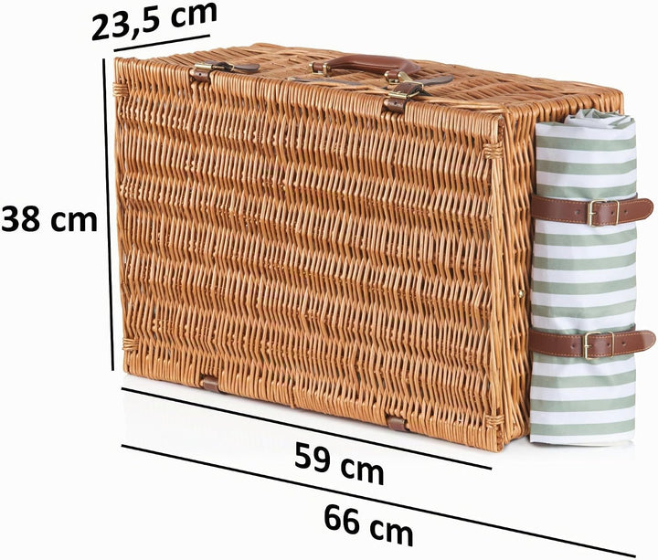 CampFeuer Picknickkorb 4 Personen mit Geschirr-Set und Kühlfach | 29-teilig | Picknickkoffer, Weiden